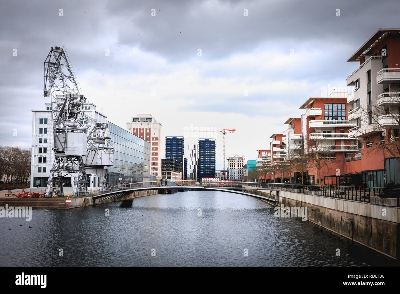 Strasbourg, France December 28, 2017 architectural detail of a new district of the city