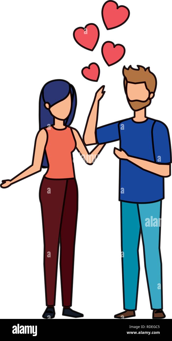 lovers couple with hearts floating Stock Vector Image & Art - Alamy