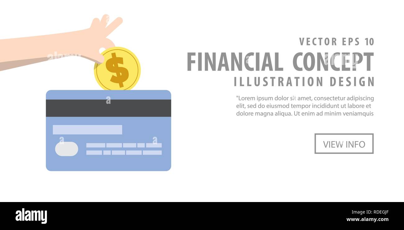 Illustration vector Banner Paying off credit card debt. Finance Concept. Stock Vector