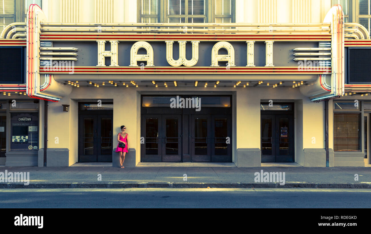 stylish theatre in Honolulu downtown Stock Photo