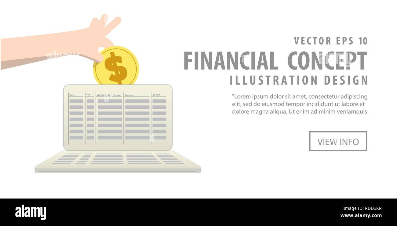 Illustration vector Banner Saving money and spending with saving account. Finance Concept. Stock Vector