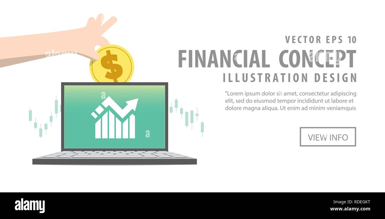 Illustration vector banner Saving money and spending for the stock market. Finance Concept. Stock Vector