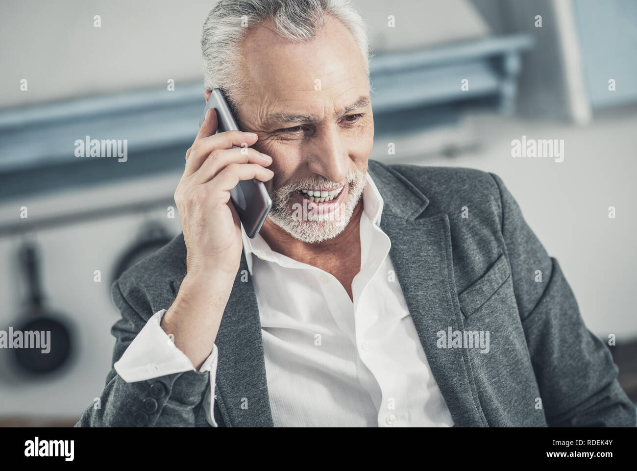 caring-husband-calling-his-wife-for-congratulating-her-stock-photo-alamy