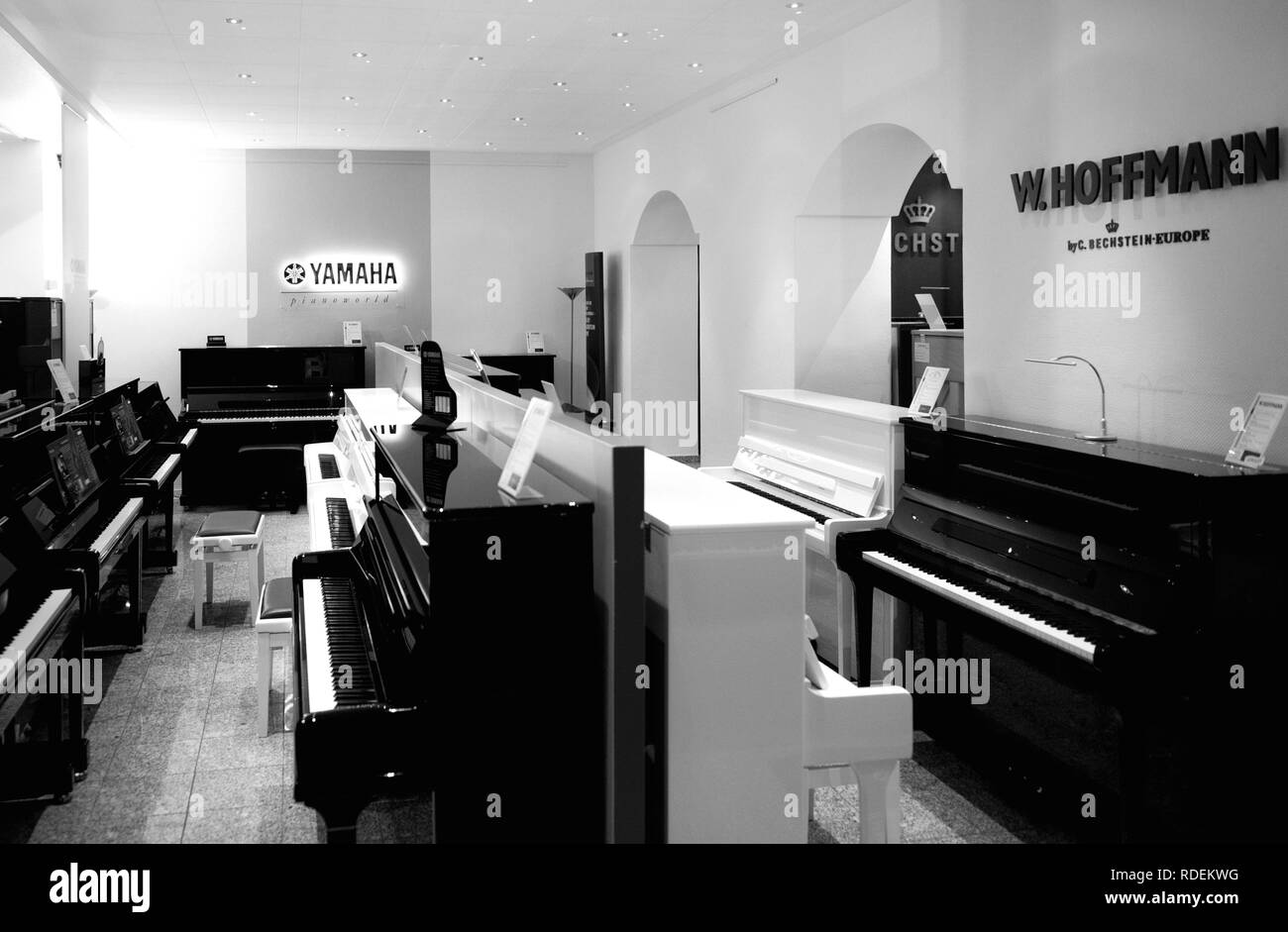 TRIER, GERMANY FEB 21, 2015 Luxury piano shop musical instrument