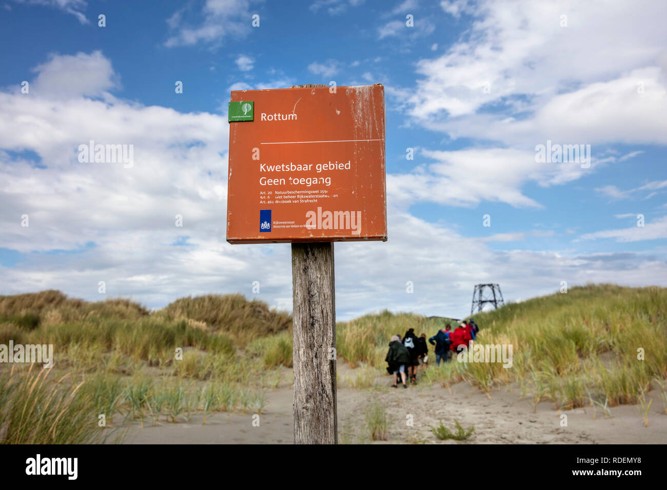 The Netherlands, Rottumeroog or Rottum Island (uninhabited), Wadden Sea Island. Excursion to the protected island organised by Staatsbosbeheer. Stock Photo