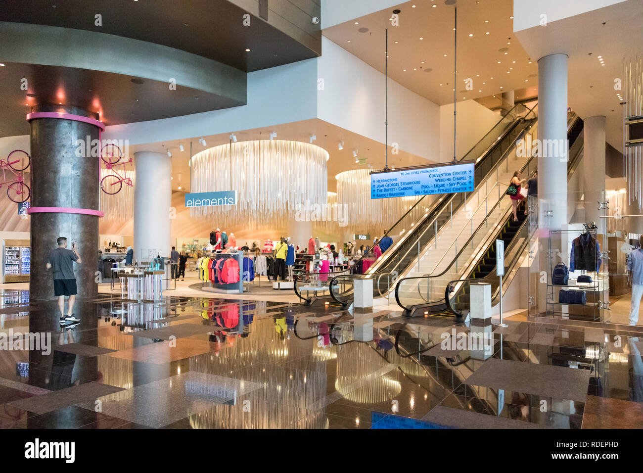 Las Vegas, Nevada September 1, 2017: Aria Hotel & Resort The Shops at  Crystals interior mall area with escalator and clothing Stock Photo - Alamy