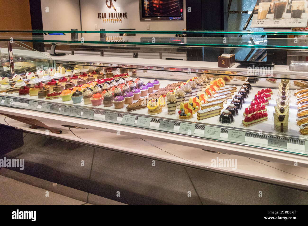 Delicious Jean Philippe Patisserie desserts on display in the Aria Resort & Casino in Las Vegas, Nevada, USA Stock Photo