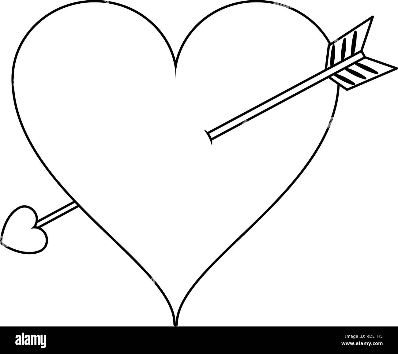 Heart with bow arrow Stock Vector