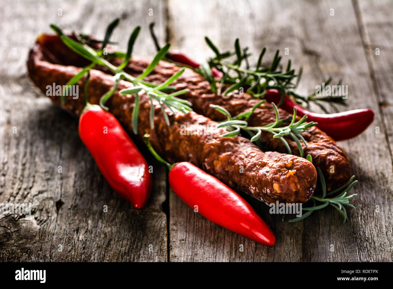 Tapas from spain, chorizo sausage or salami pepperoni, traditional
