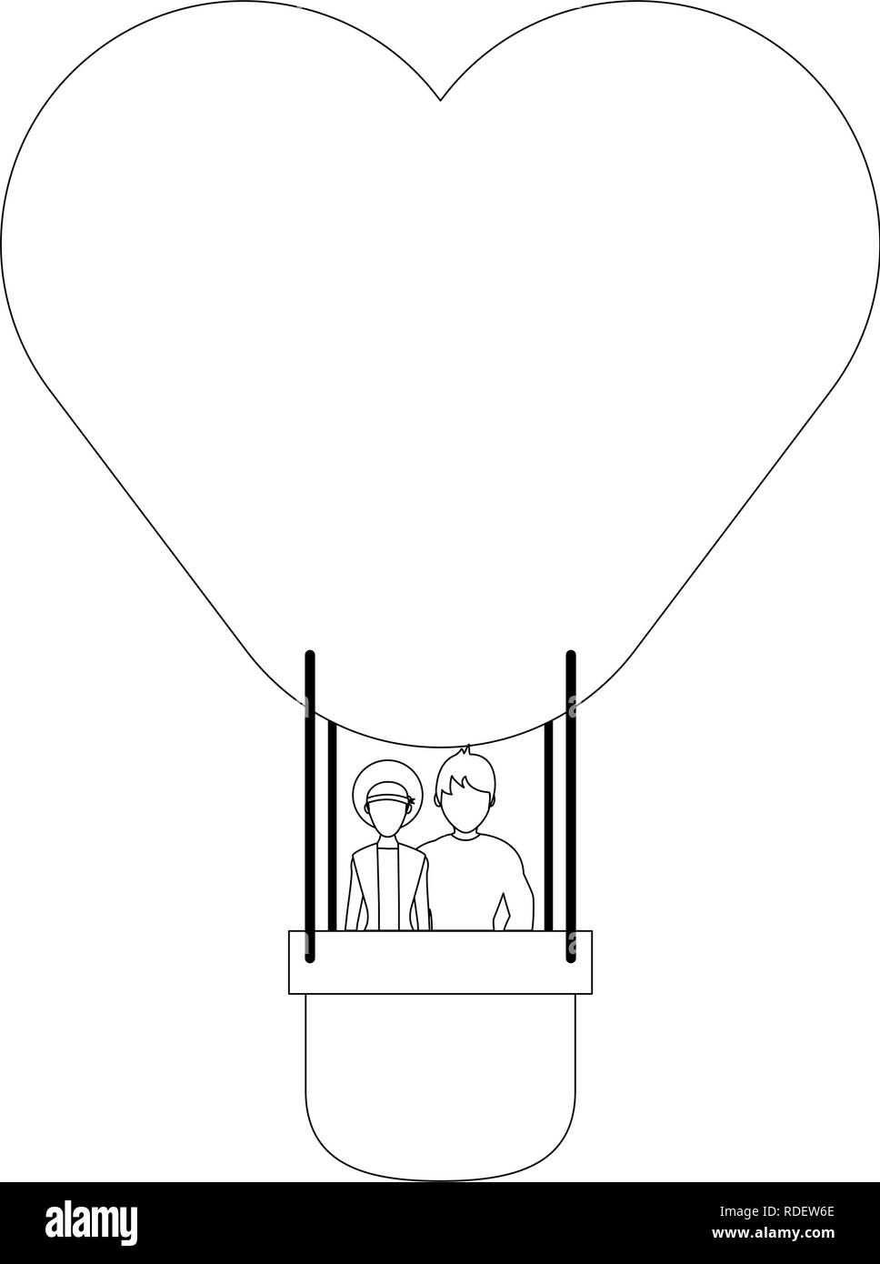 Couple in hot air balloon Stock Vector Image & Art - Alamy