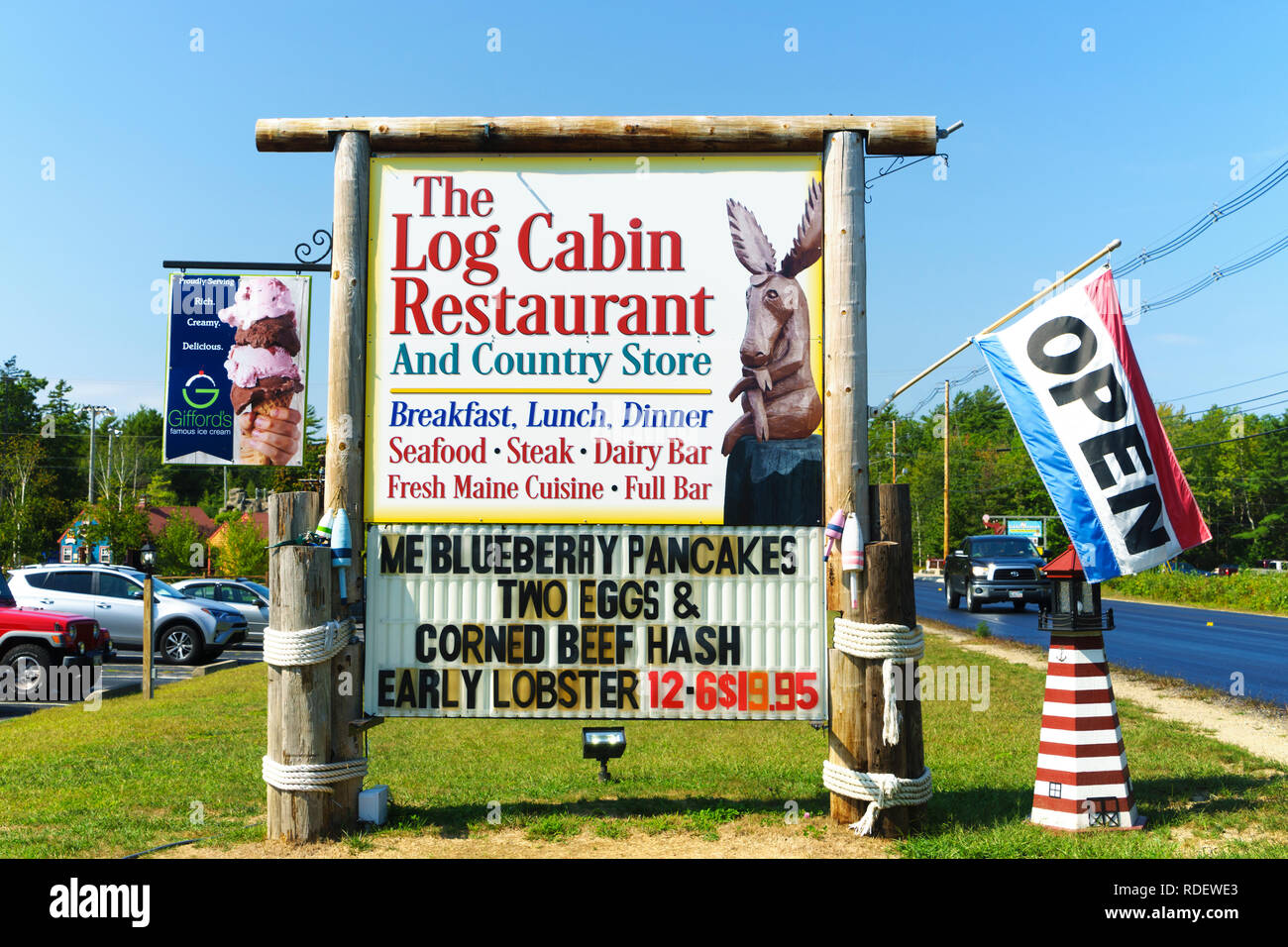 Signs For A Roadside Restaurant And Country Store In Bar Harbor