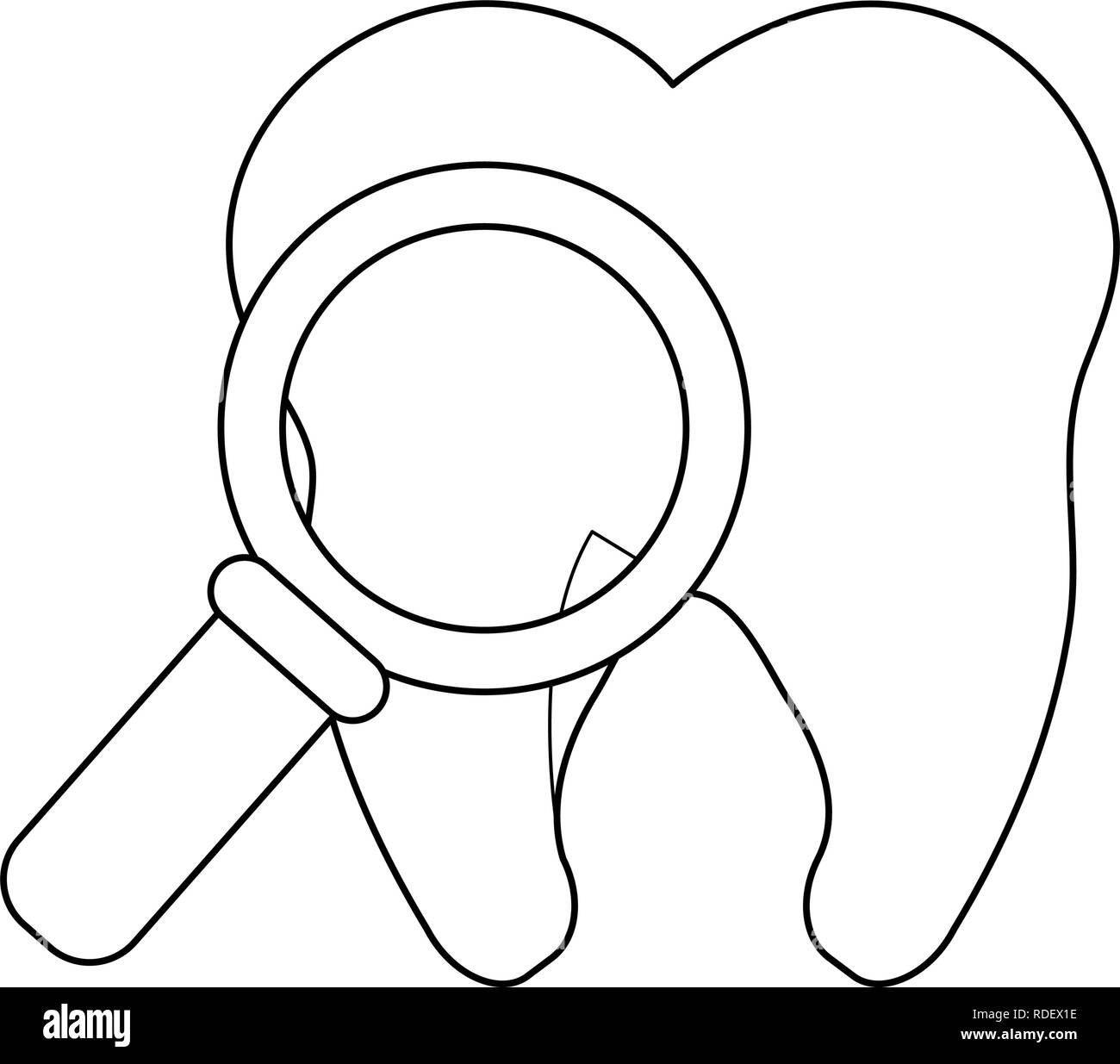 tooth and magnifying glass black and white Stock Vector Image & Art - Alamy