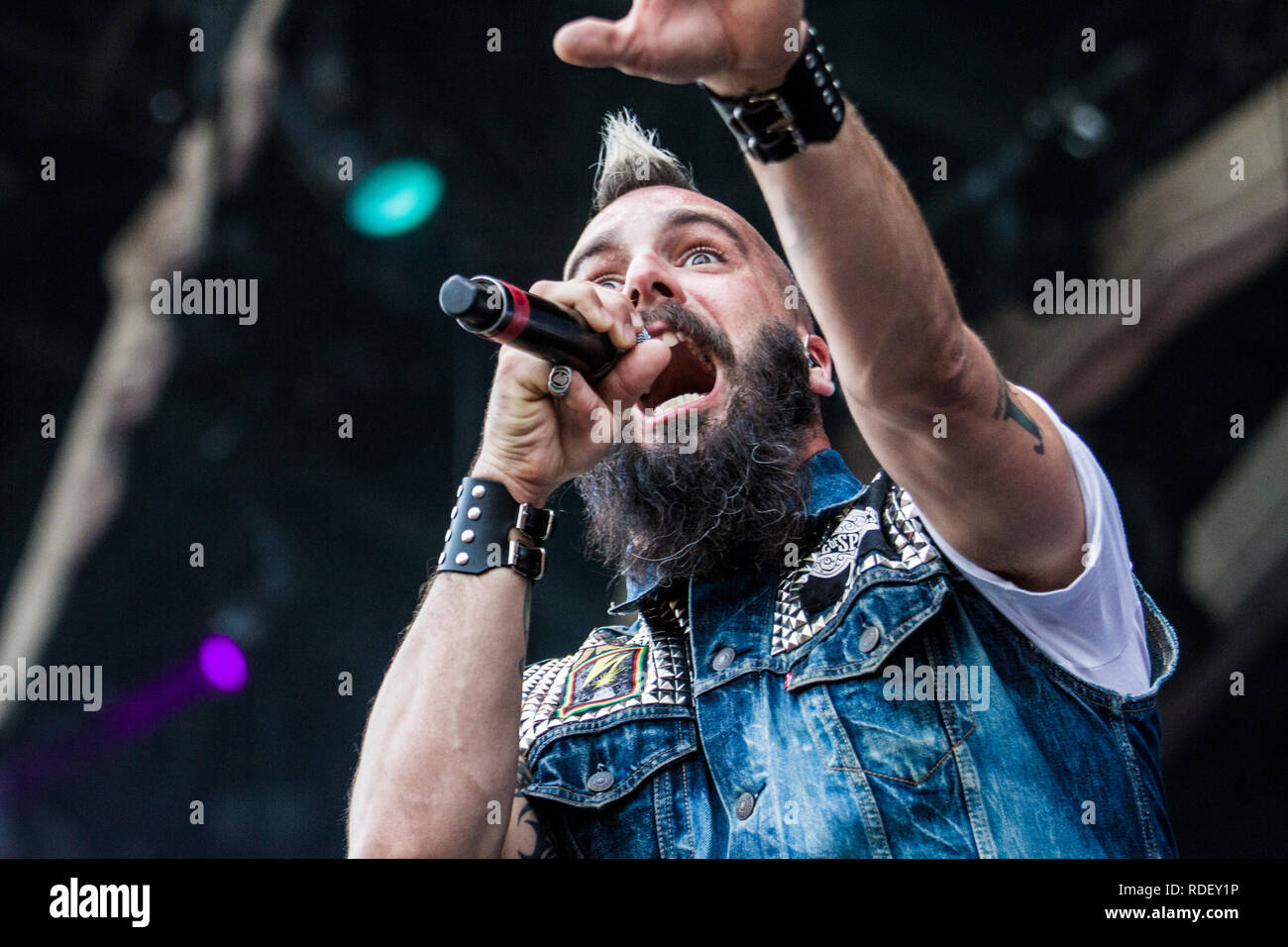 Austria, Nickelsdorf - June 17, 2018. The American metalcore band Killswitch Engage performs a live concert during the Austrian music festival Nova Rock Festival 2018. Here vocalist Jesse Leach is seen live on stage. (Photo credit: Gonzales Photo - Synne Nilsson). Stock Photo