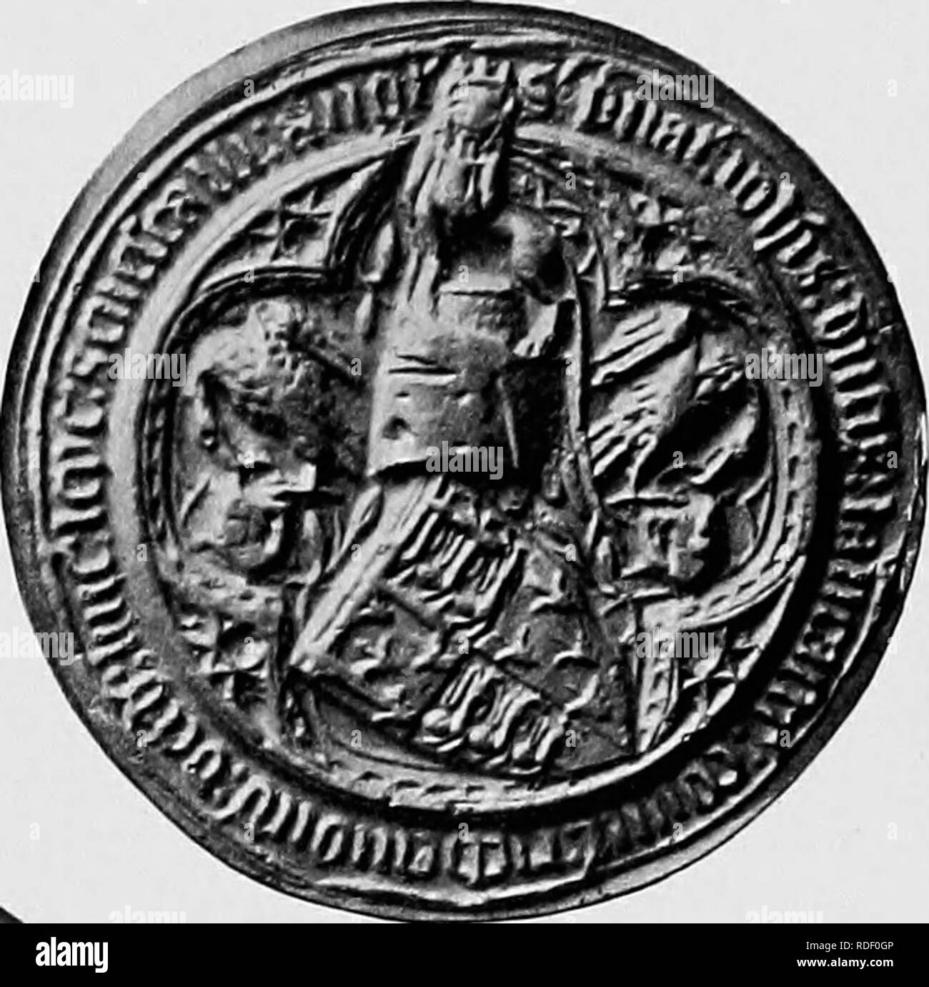 . The Victoria history of the county of Lancaster;. Natural history. John of Gaunt, Duke of Lancaster, i362-1399. Tko x,AS, Em&lt;,. of Lancastm,. (Rc^,cne.) Seals of Fi-l'hal Barons Lancashire-—Vlate II, To face page 296,. Please note that these images are extracted from scanned page images that may have been digitally enhanced for readability - coloration and appearance of these illustrations may not perfectly resemble the original work.. Farrer, William, 1861-1924, ed; Brownbill, J. , joint ed. London [Constable] Stock Photo