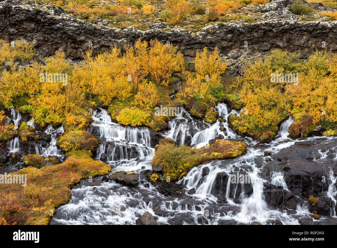 Hraunfossar Wasserfall in Island Stock Photo