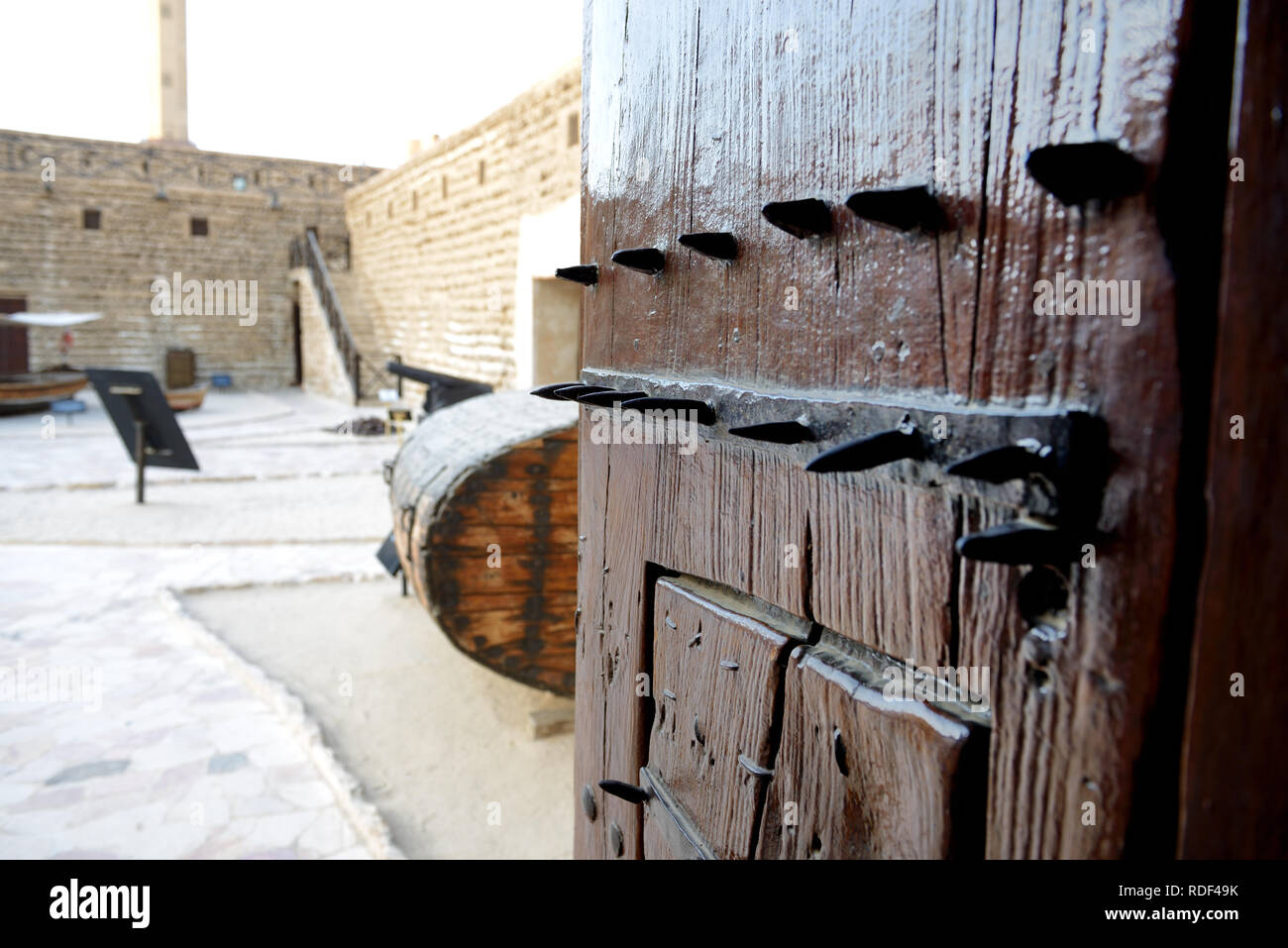 The entrance door with thorns of Dubai museum, UAE Stock Photo Alamy