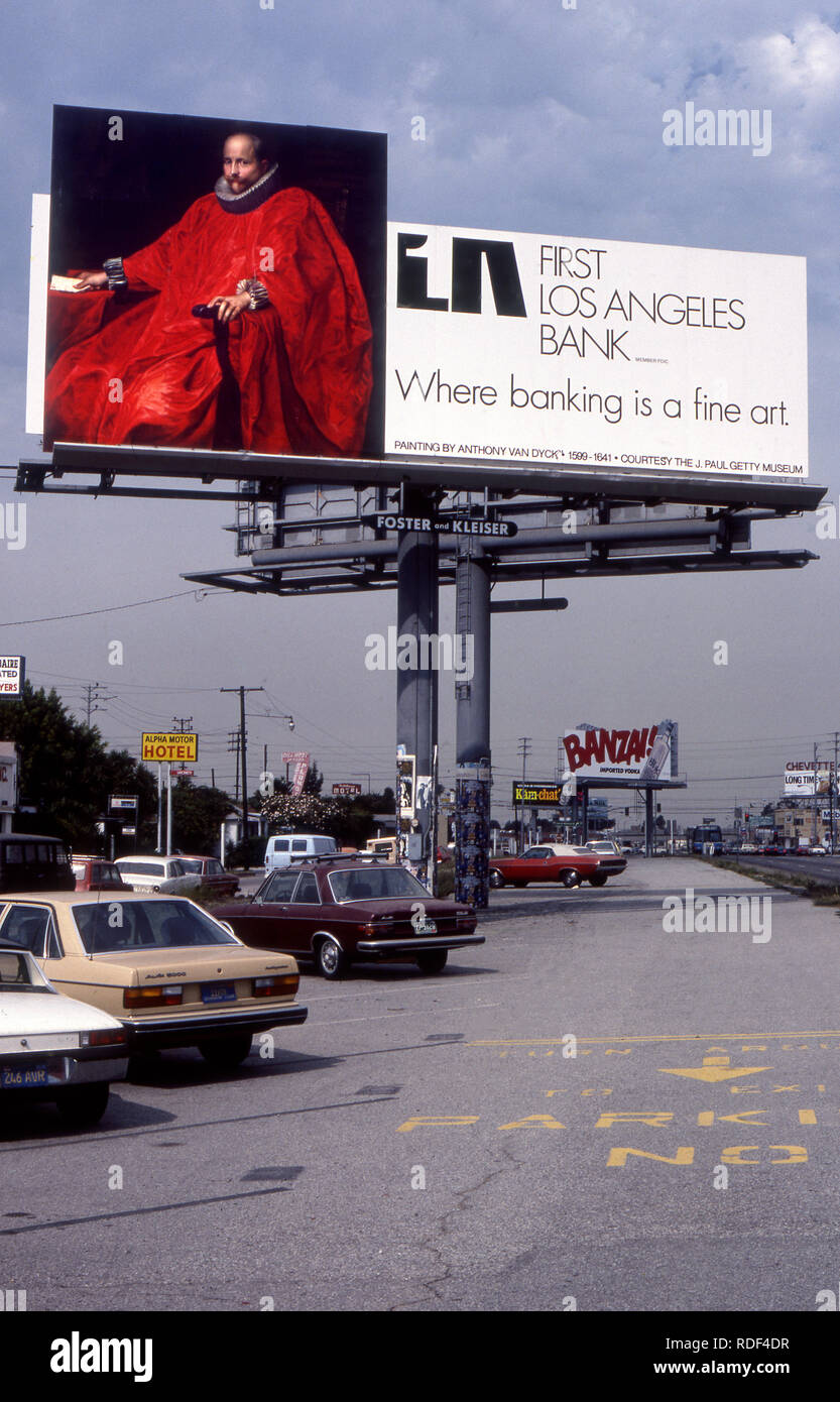 Billboard For First L A Bank With Van Dyke Portrait In Los