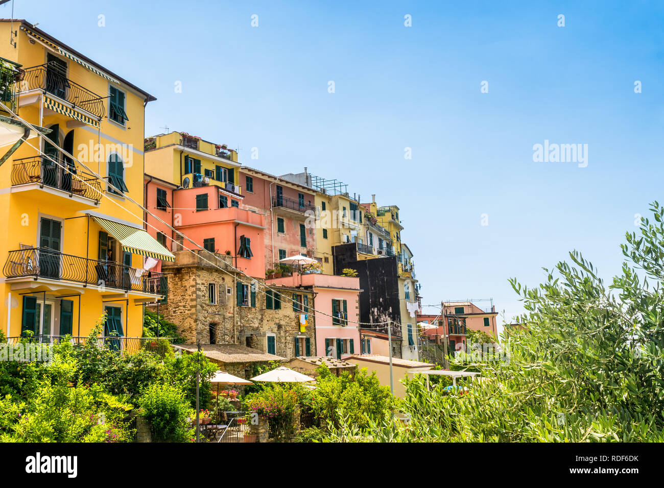 Farbige Fassaden, Corniglia, Cinque Terre, Liguria, Italien Stock Photo