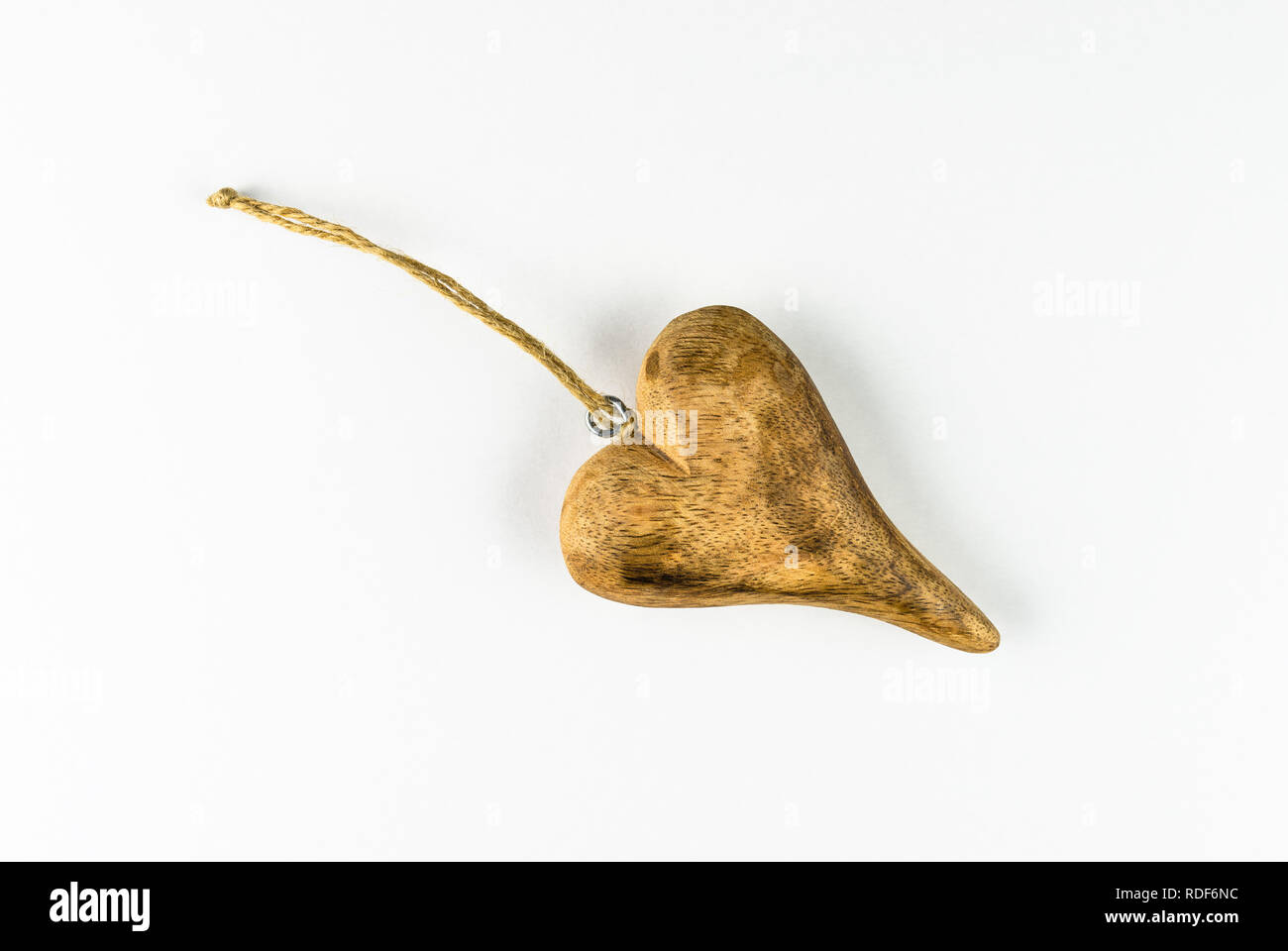 Wooden heart isolated on white background with clipping path and copy ...