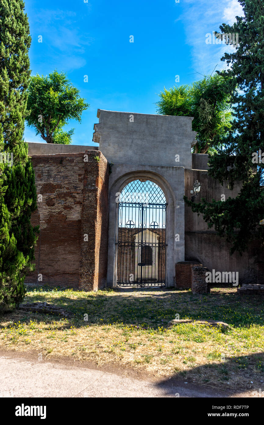 Europe, Italy, Rome, Roman Forum, a large brick building with grass and trees Stock Photo