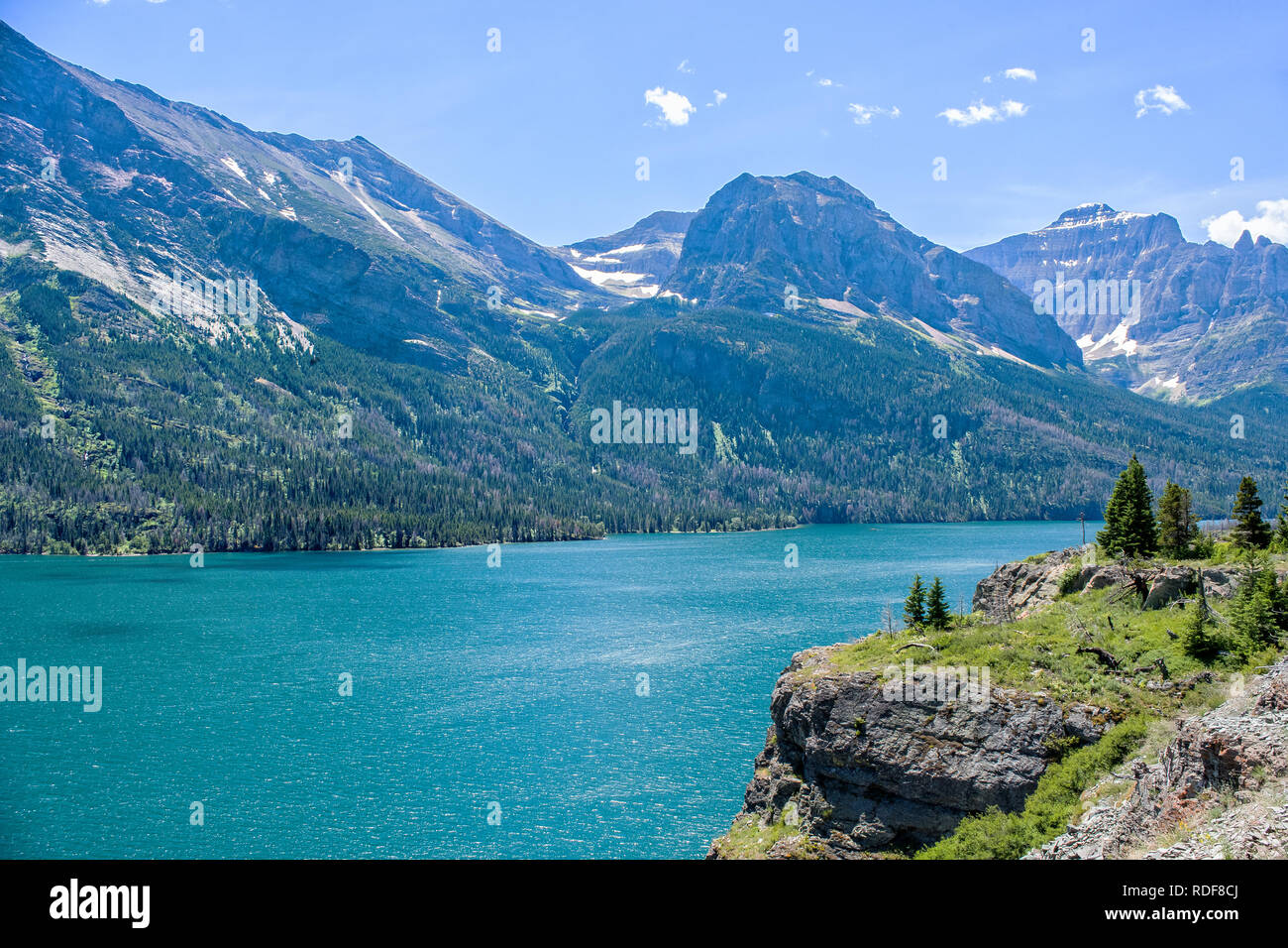 St Mary Lake in Glacier National Park in Montana Stock Photo