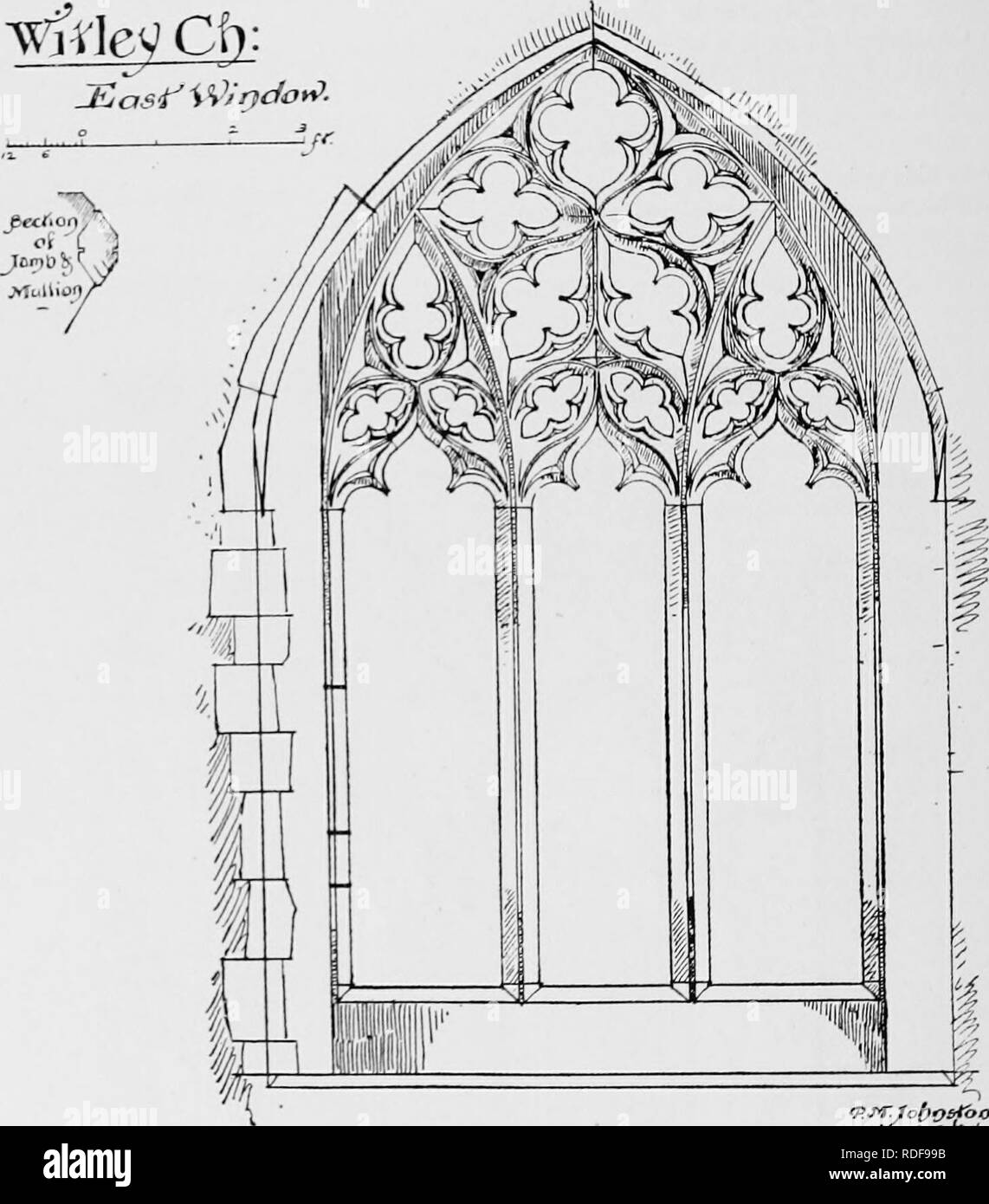 . The Victoria history of the county of Surrey. Natural history. A HISTORY OF SURREY BO0KH.M. GKBXT.-Chancel with it, windows, ^^,^. One of these, on the north, is , low side Boo^ham&quot; L.rrLE.-Low side window south of chancel. CHALDON.-Window in east wall of south chapel bargeboard. CHiDDiNGFOLDâWindows in south aisle of nave, c, 133Â°. ^&quot;f PÂ°''&quot; &quot;*''&quot; Â« Clandon. WEST.-East window and windows in nave. c. 1350. CoBHAM.âWindows in north chapel, f. 1330- CoMPTON.-East window and piscina in south aisle, c. 1330. EcHAM.-Parts of church, now destroyed, dated 1327- Frensham. Stock Photo