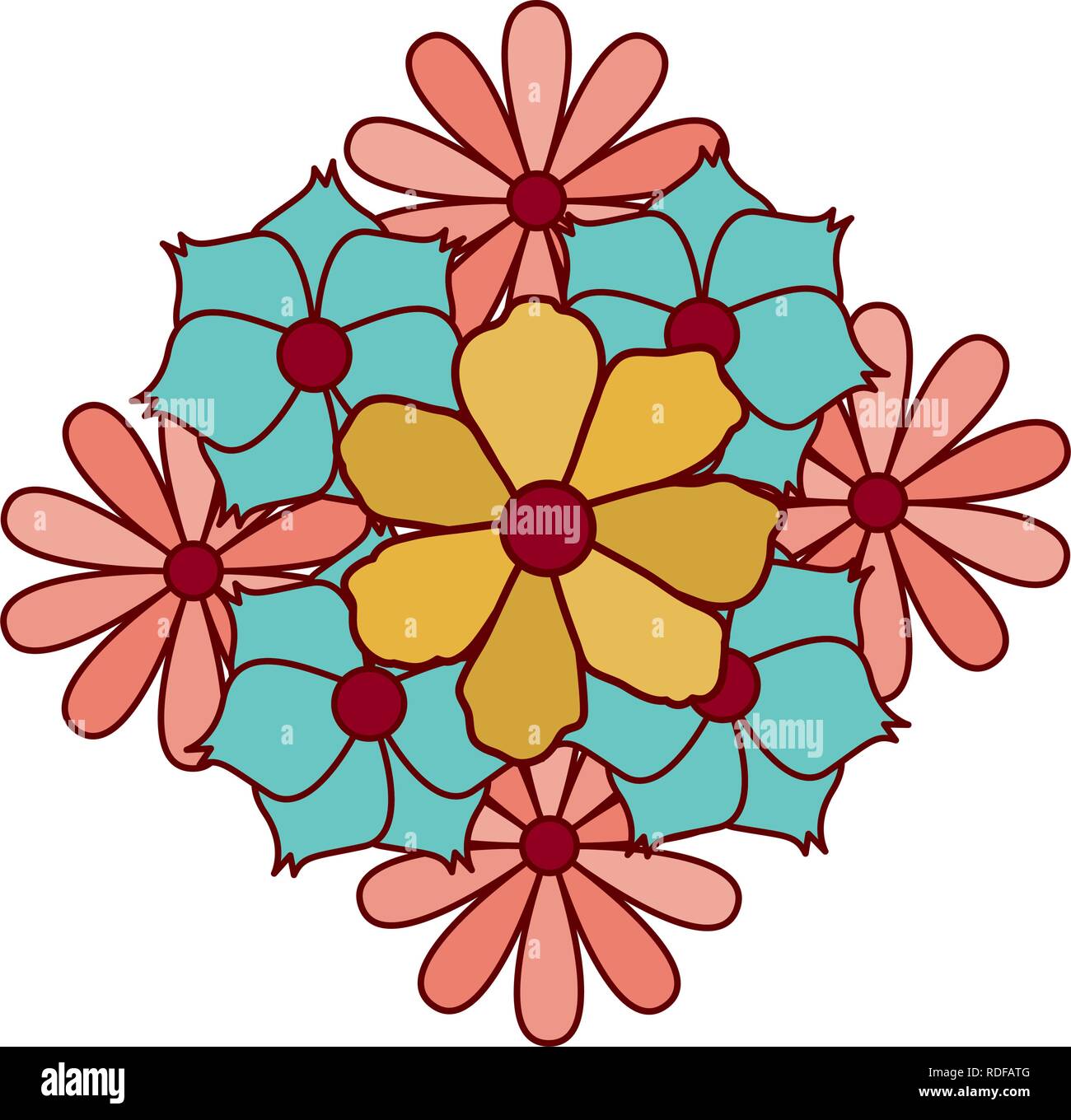 beautiful flowers with leafs isolated icon Stock Vector Image & Art - Alamy