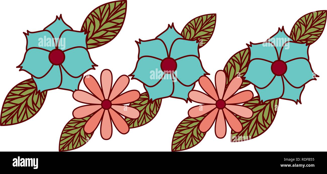 beautiful flowers with leafs isolated icon Stock Vector Image & Art - Alamy