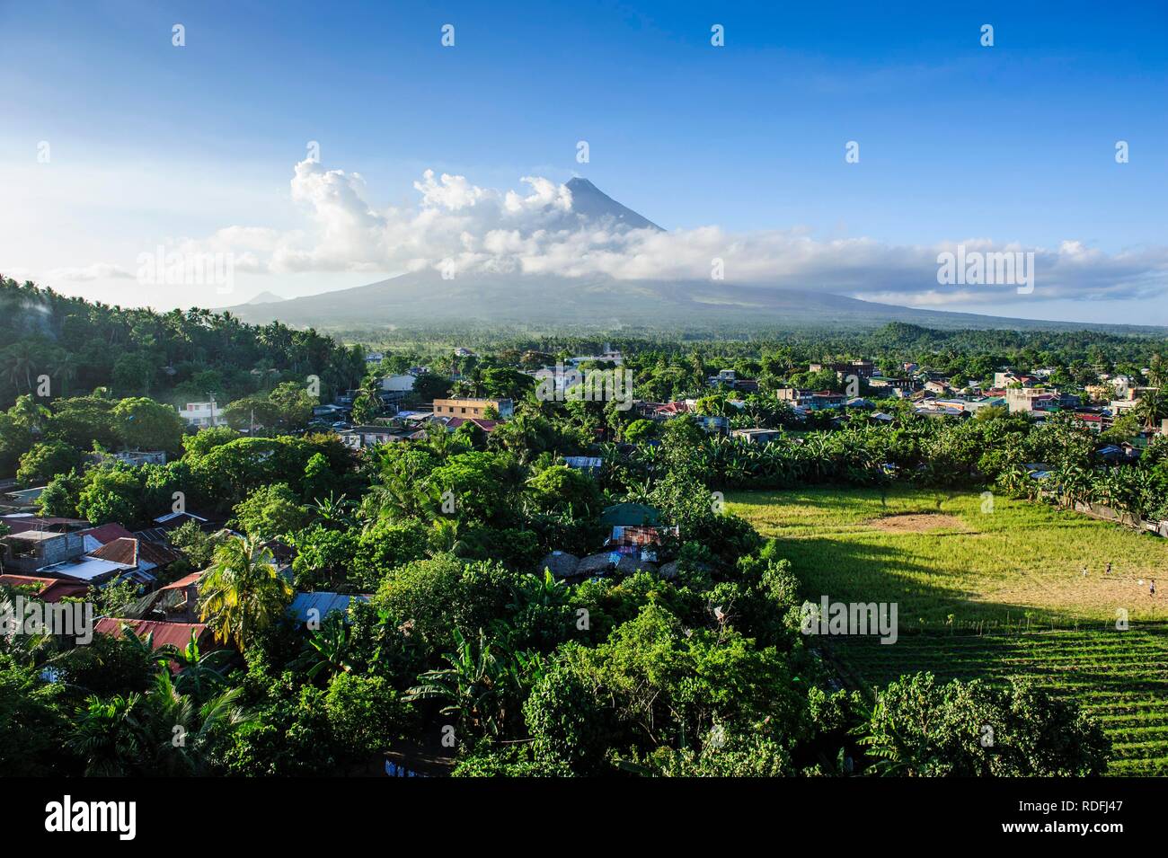 Volcano Mayon, Legazpi, Southern Luzon, Philippines Stock Photo