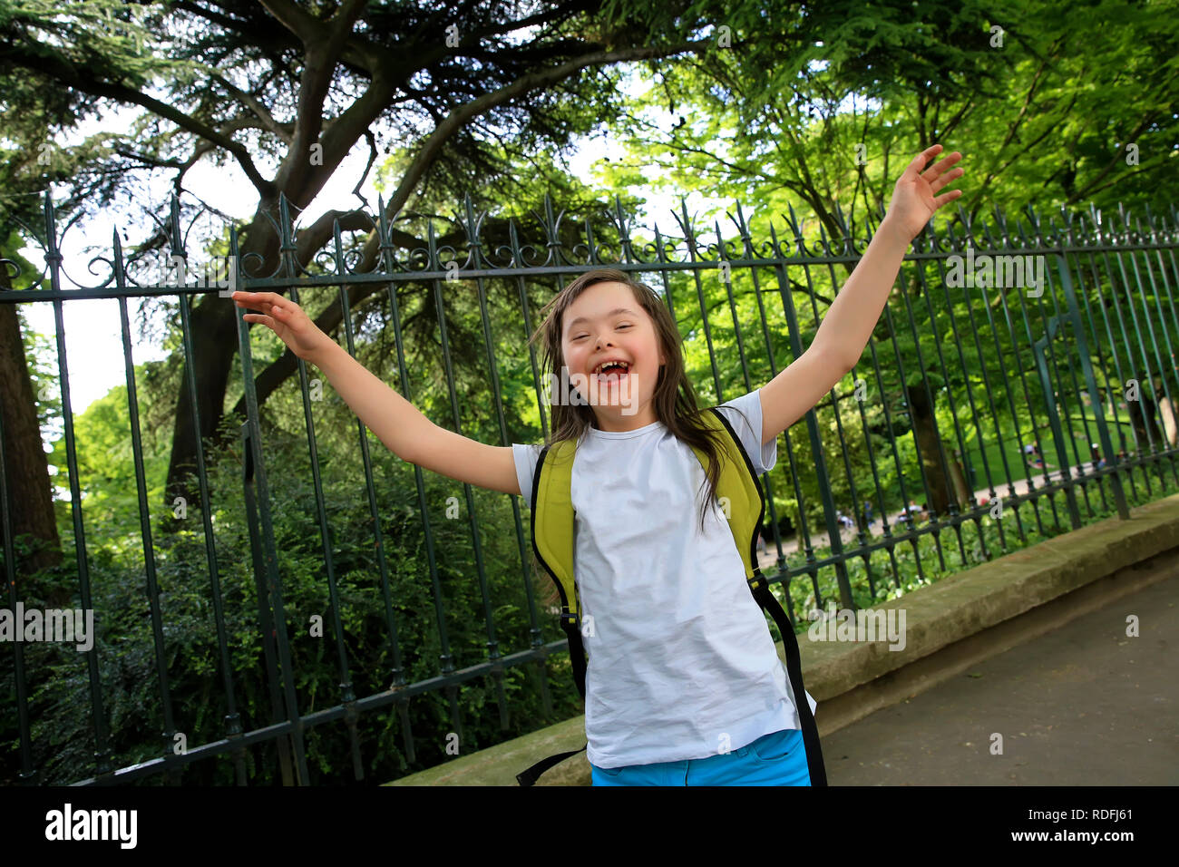 Little girl have fun in the park Stock Photo