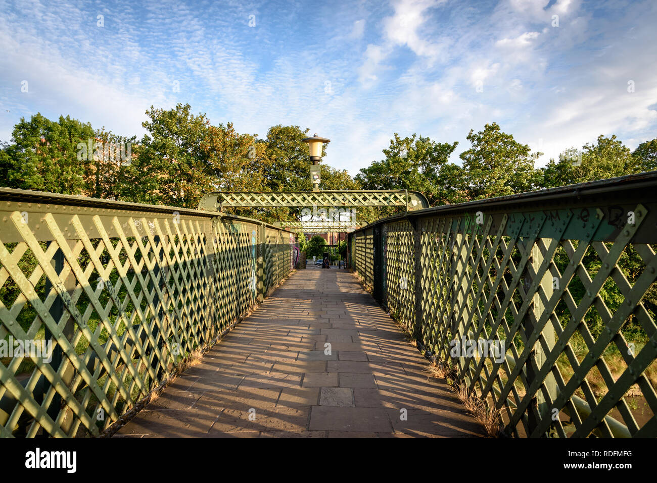 Green steel bridge in Bristol UK Stock Photo Alamy