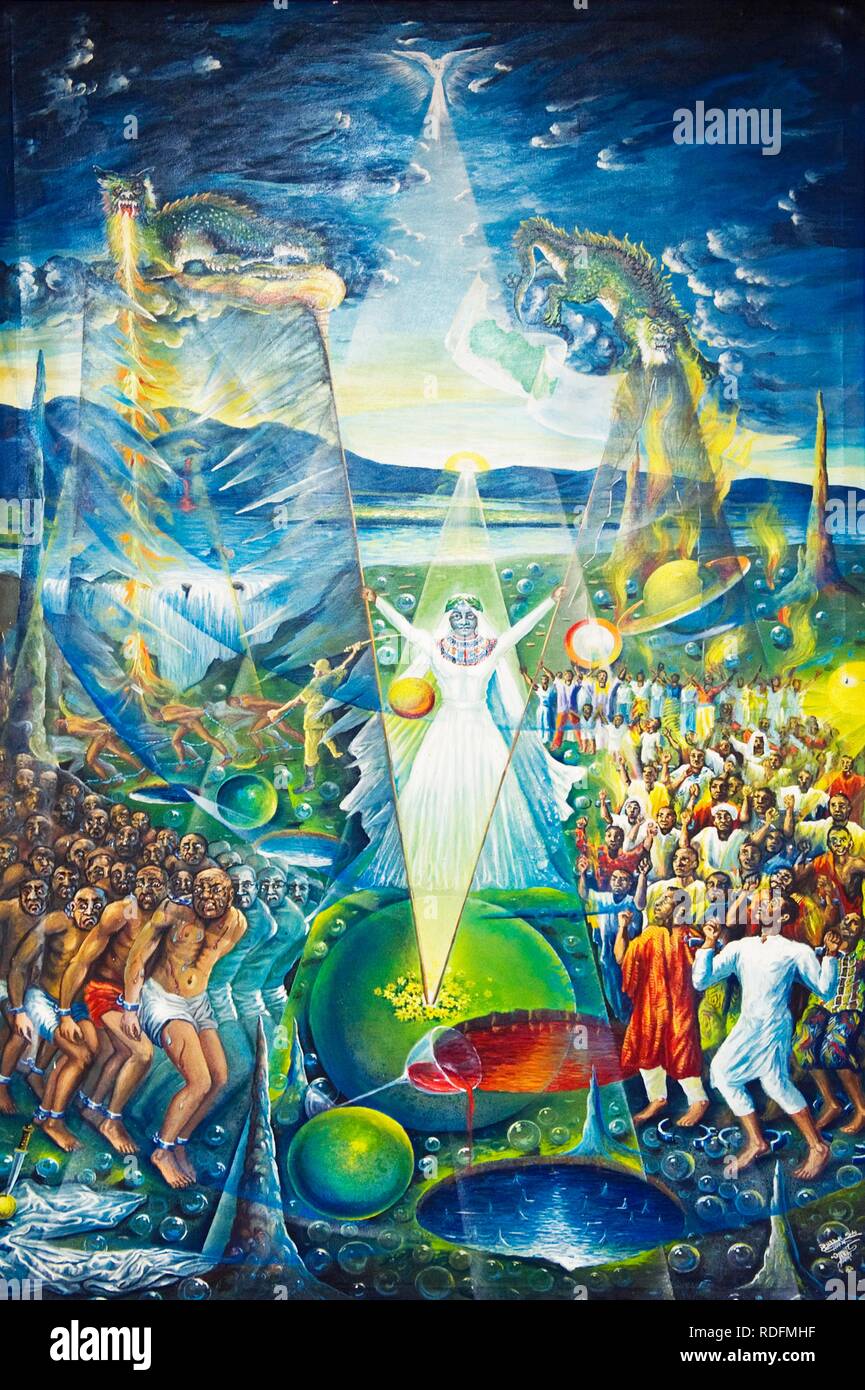 Oil painting, Three faces of Africa, by Daniel Tohafe, Addis Ababa