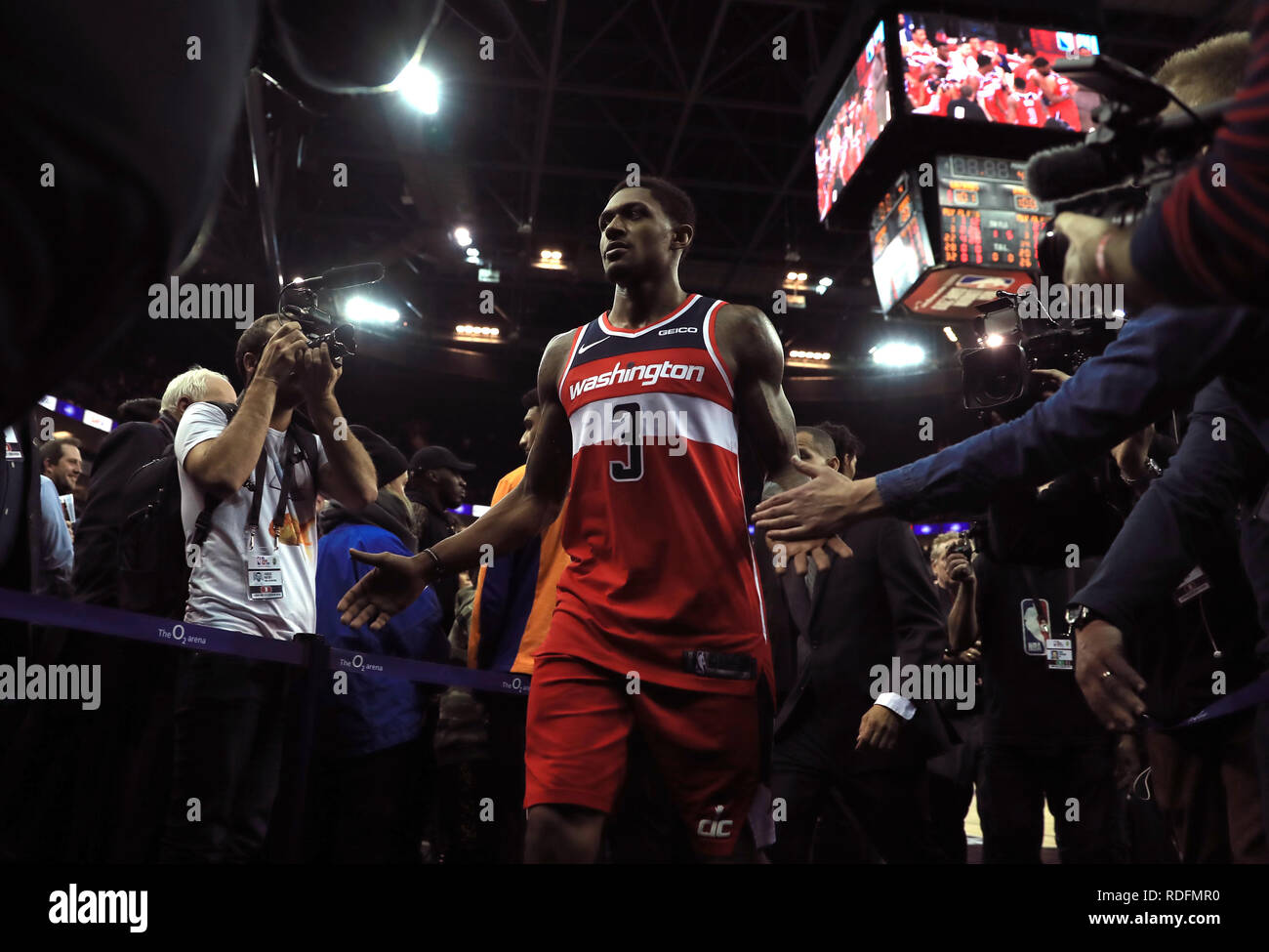 Washington Wizards' Bradley Beal walks off after the NBA London Game 2019 at the O2 Arena, London. Stock Photo