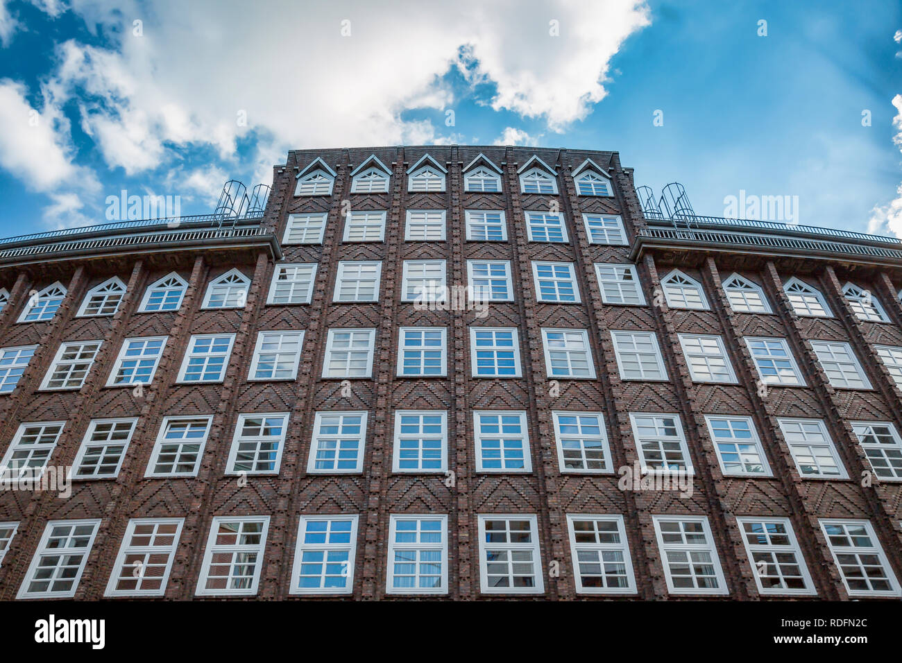 Restored, historical facade in Hamburg old town Stock Photo