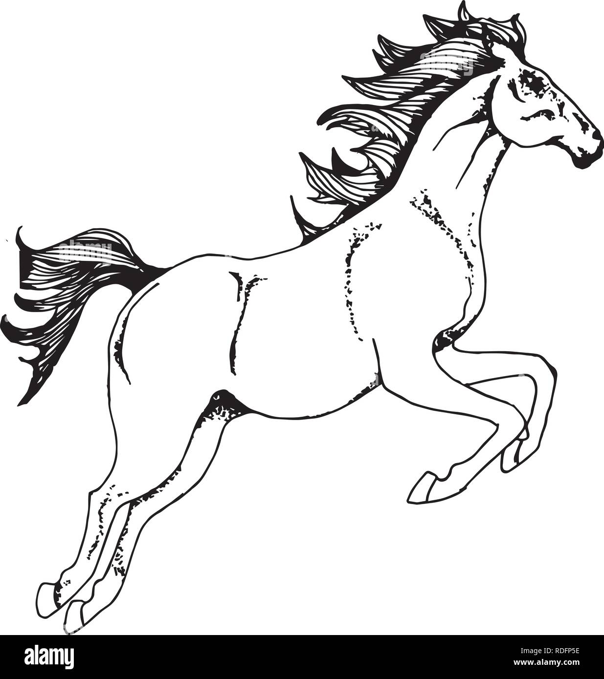 Running Horse Vector On A White Background Outline Drawing Horses Arabian  Horses In Native Costume Indian Totem Tattoo Design Hand Drawn Picture Running  Horse Tattoo Hand Drawn Horse Sketch Royalty Free SVG