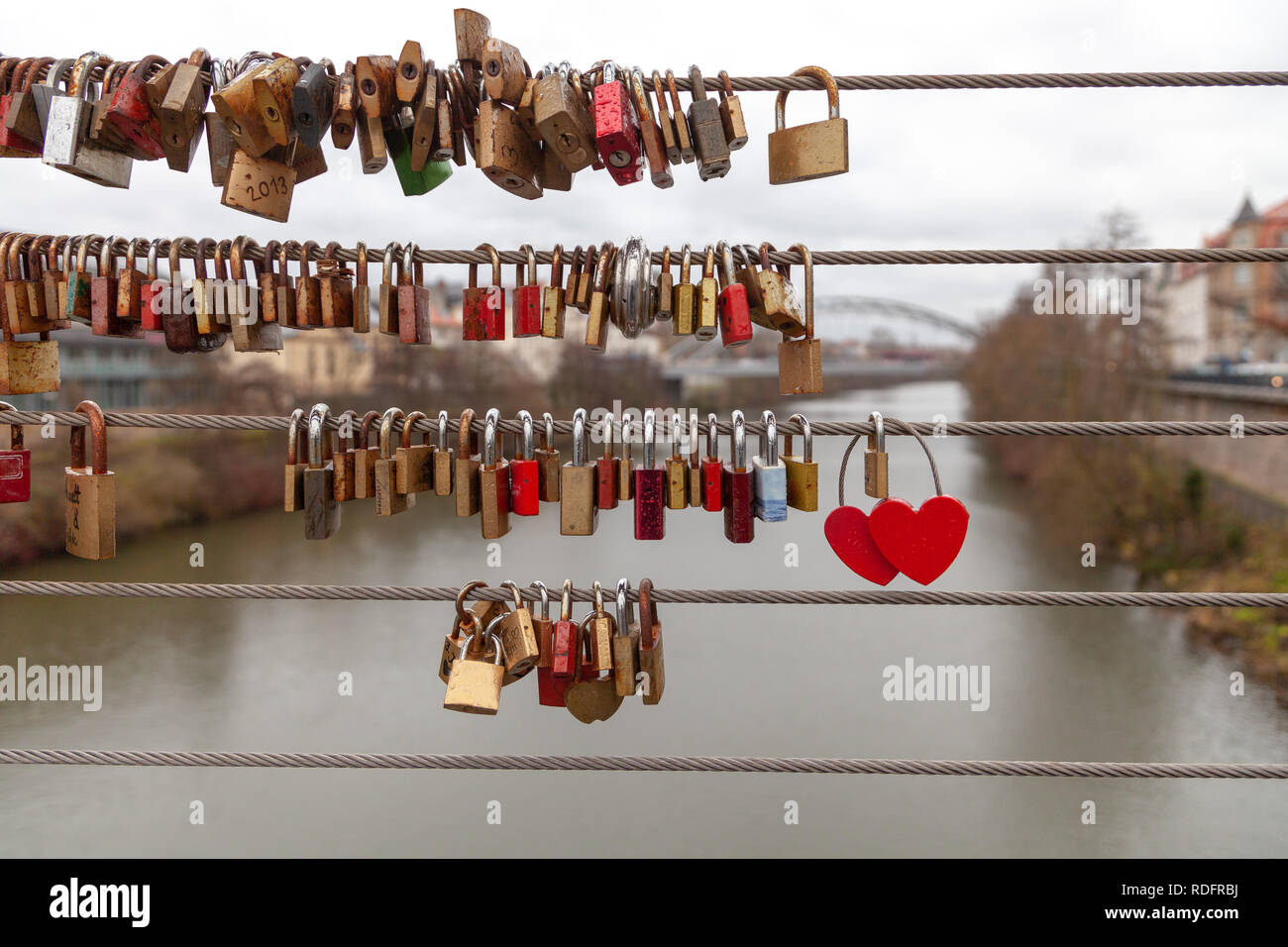 Love Locks on the Ketten Bridge, Bamberg Germany Stock Photo - Alamy