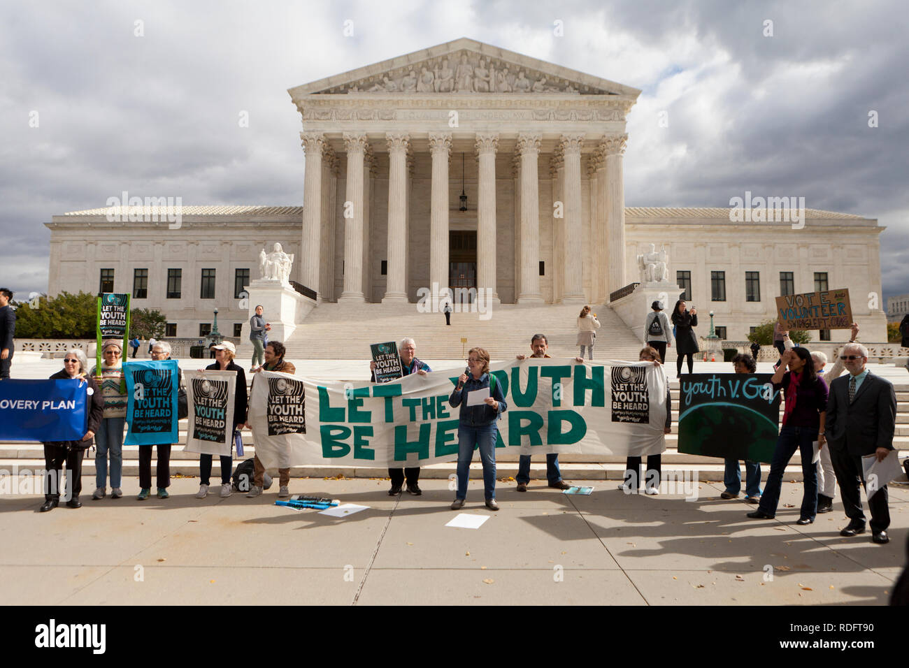 September 10th, 2018, Washington DC: Protesters rally in front of the US Supreme Court building in support of "Let The Youth Be Heard" movement Stock Photo