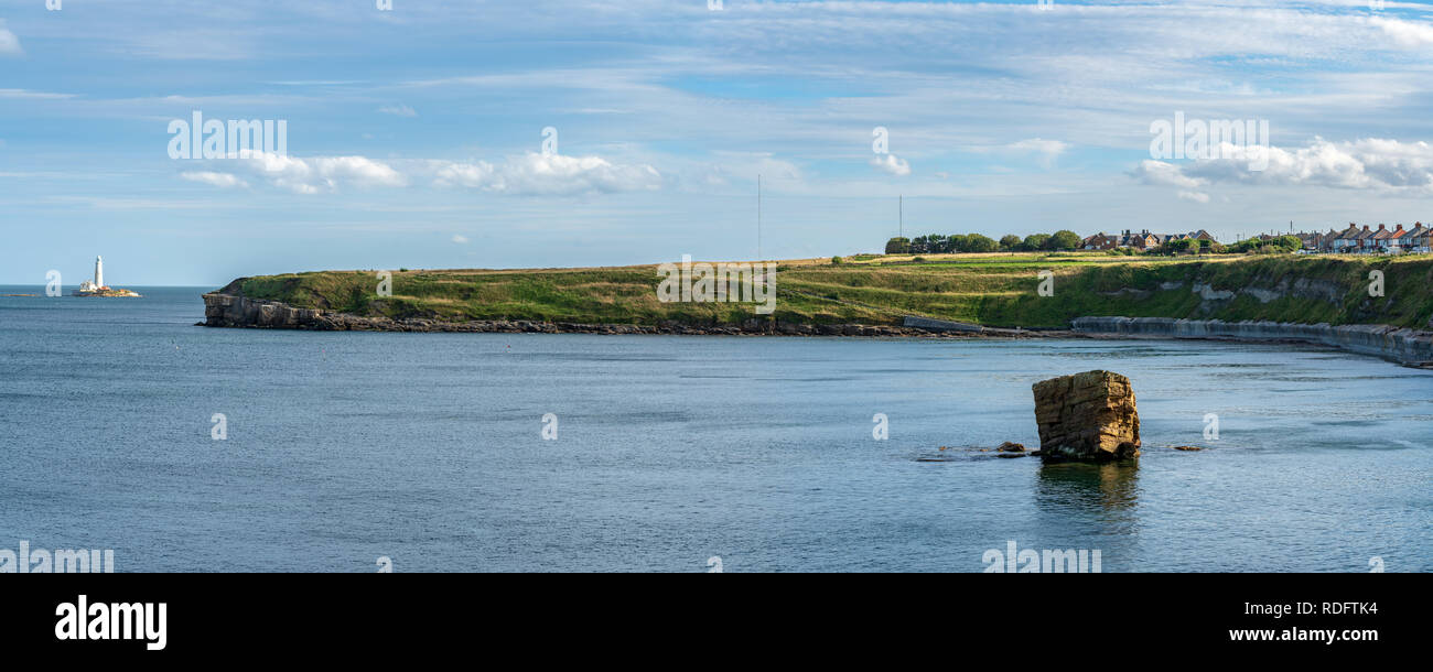 North Sea coast in Collywell Bay, Seaton Sluice in Northumberland, England, UK Stock Photo