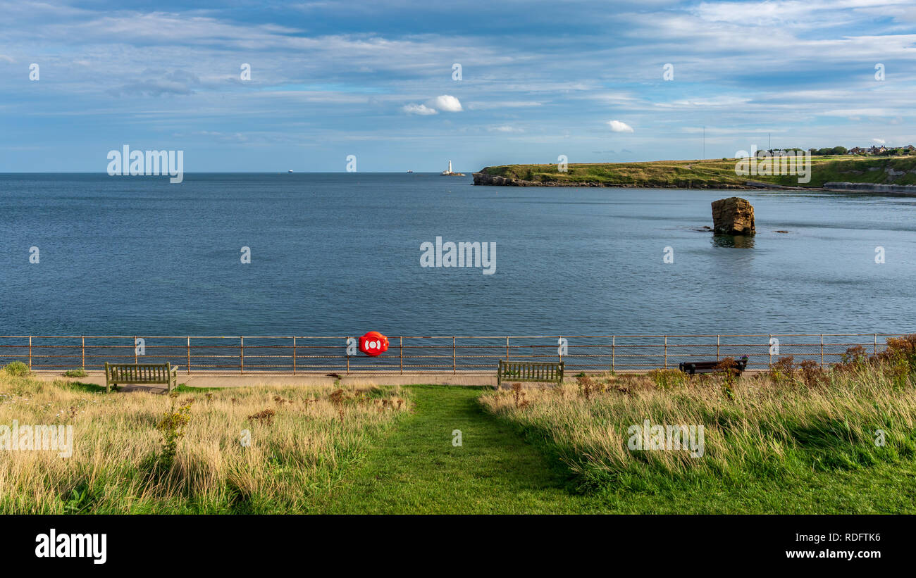 North Sea coast in Collywell Bay, Seaton Sluice in Northumberland, England, UK Stock Photo