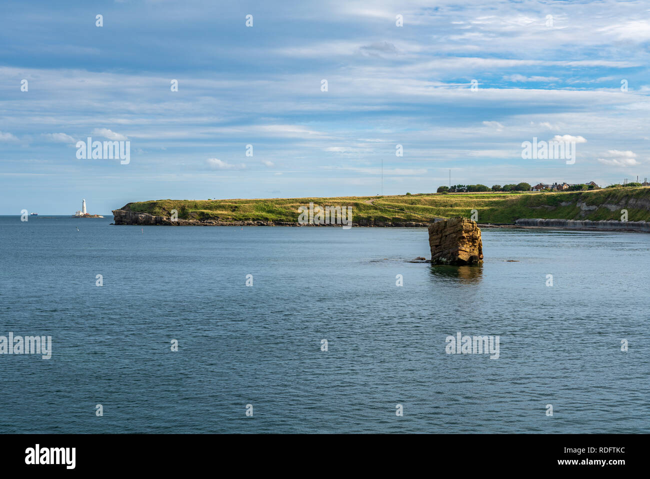 North Sea coast in Collywell Bay, Seaton Sluice in Northumberland, England, UK Stock Photo
