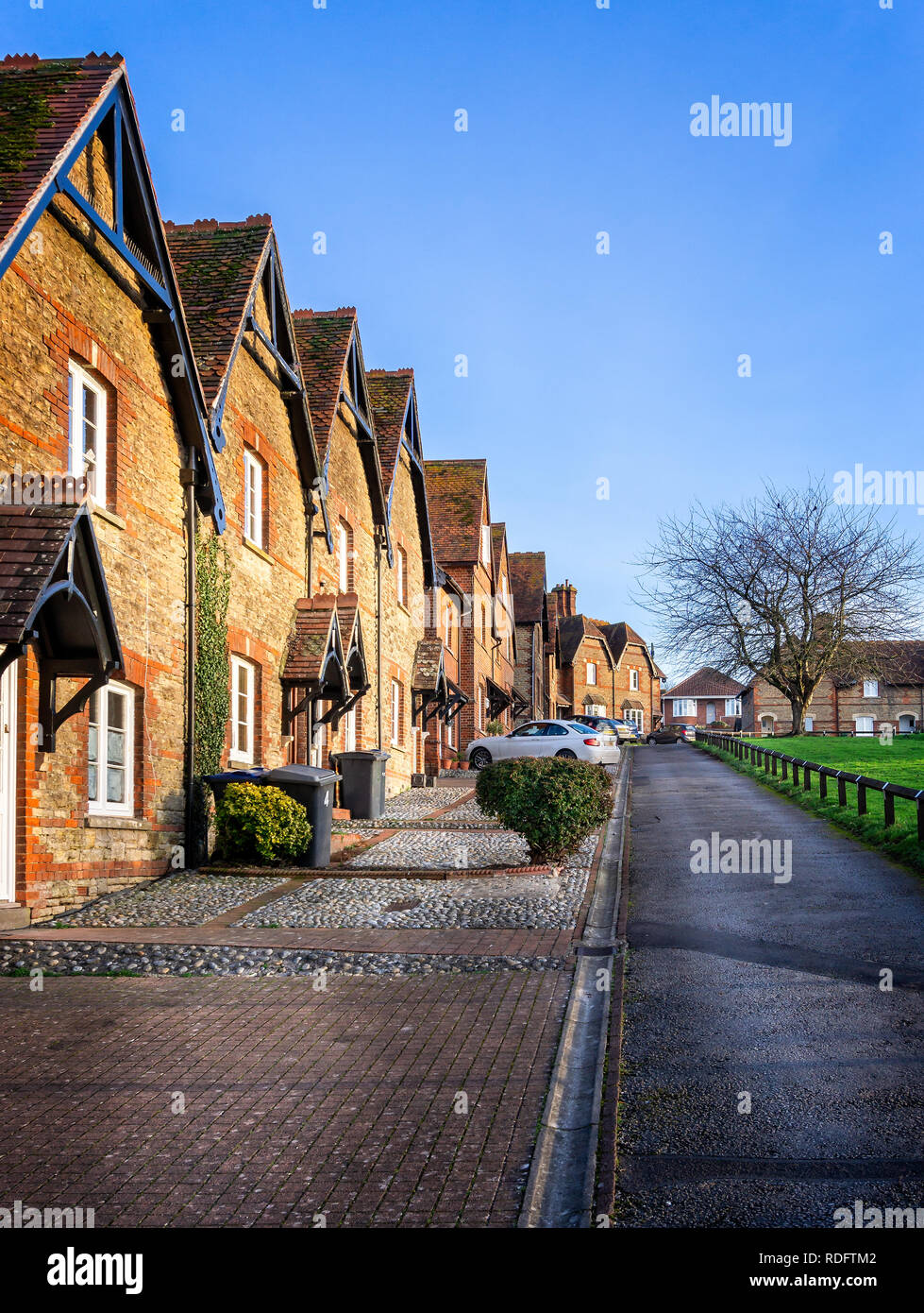 Prospect Square with workers houses built around grassy common in