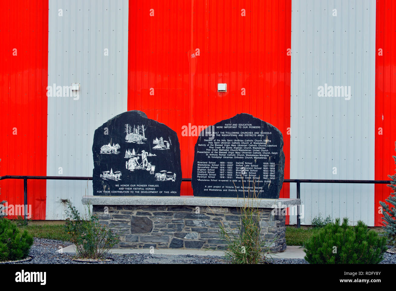 Pioneer memorial building, Waskatenau, Alberta, Canada Stock Photo Alamy