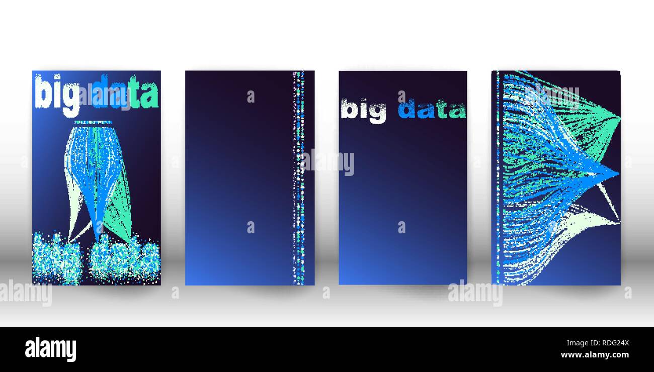 Big data visualization network. Cover set of futuristic infographics ...