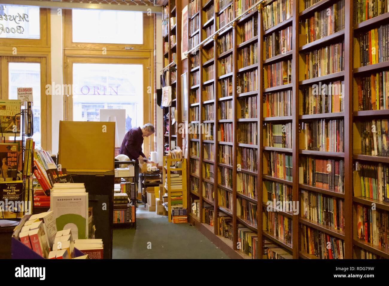 The Mysterious Bookshop is an independent book store in Manhattan, New York City specialising in mystery and crime books Stock Photo