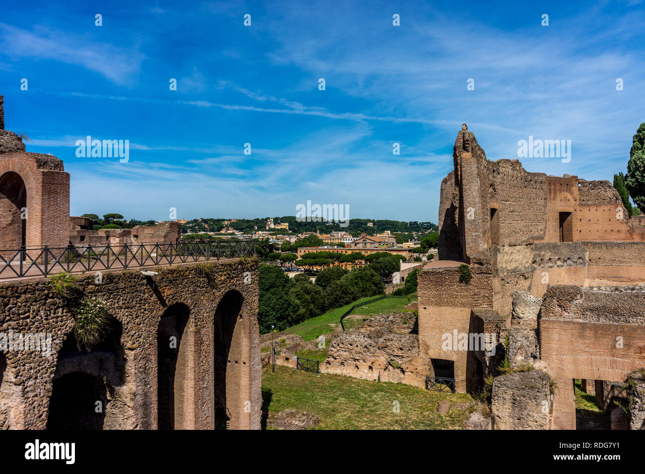 The ancient ruins at the Roman Forum, Palatine hill in Rome Stock Photo ...