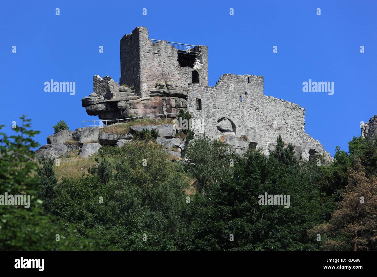 Ruins of the Hohenstaufen Fortress in Flossenbuerg, district of Neustadt an der Waldnaab, Upper Palatinate, Bavaria Stock Photo
