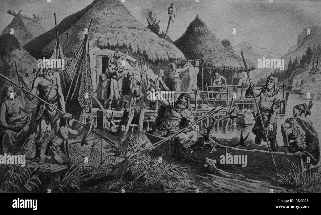 Stilt houses in the middle ages, in Uhldingen on Lake Constance, Baden