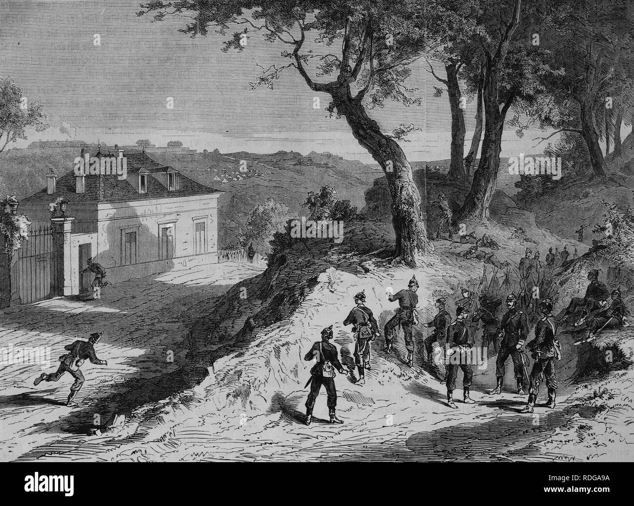 Saxon outpost in front of Fort Noisy, Illustrierte Kriegschronik 1870 - 1871, Illustrated War Chronicle 1870 - 1871 Stock Photo