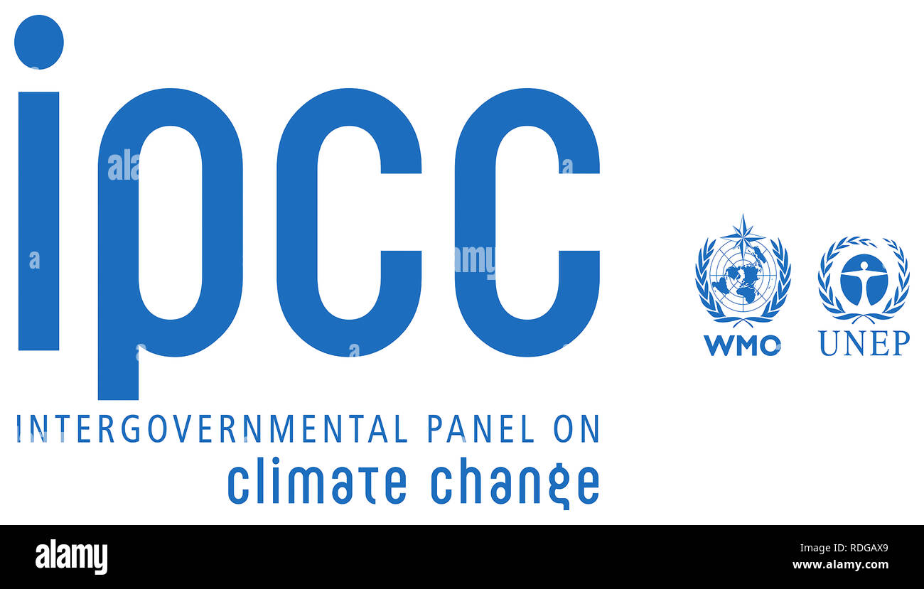 Logo of the Intergovernmental Panel on Climate Change IPCC with seat in Geneva - Switzerland. Stock Photo