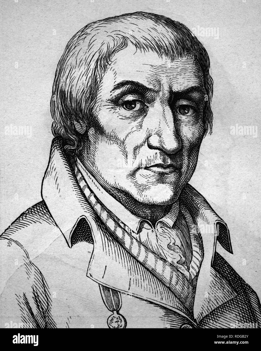 Christian Joachim Nettelbeck, German folk hero, 1738 - 1824, portrait, historic illustration, 1880 Stock Photo